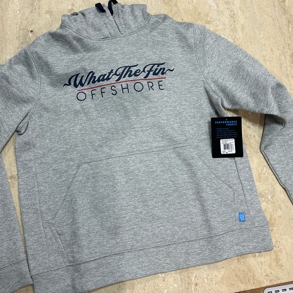 What The Fin Men's Off Shore Performance USA Fleece Gray Hoodie NWT - Picture 4 of 5